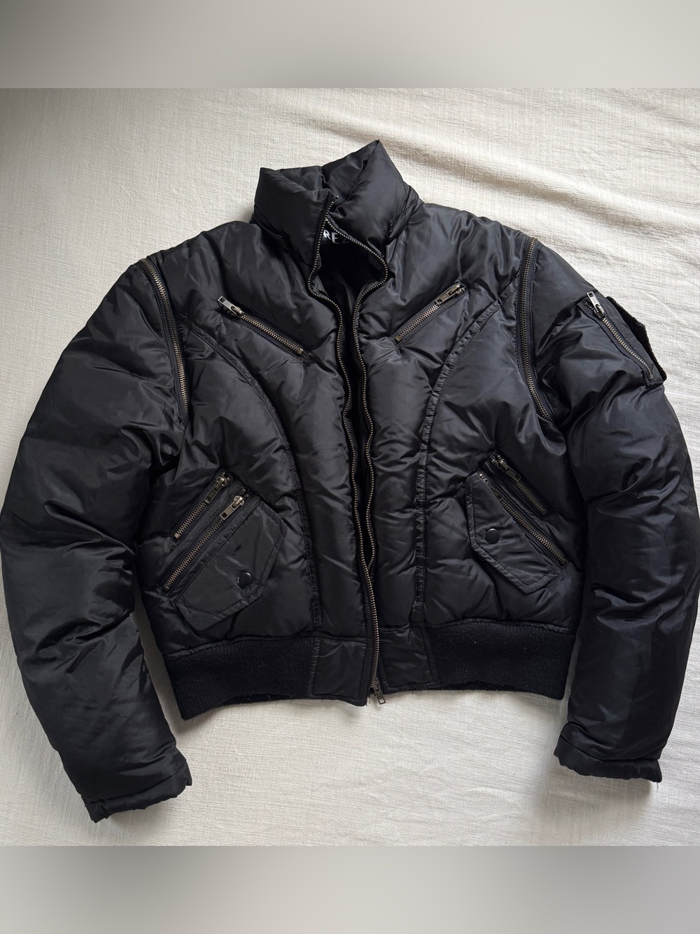 Vintage Erez Cropped Down Puffer Jacket Zip-Off Sleeves M Utility Pockets Zipper